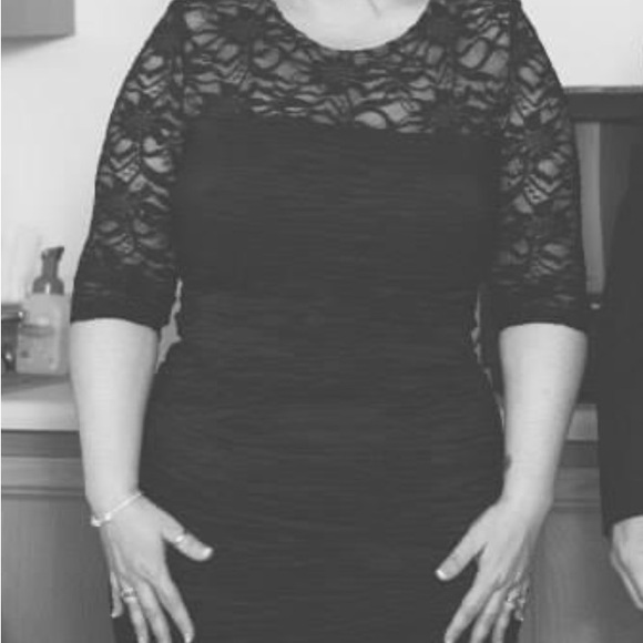 Alex Evenings fitted black sequin lace gown, slight fishtail train, 16 worn once - Picture 6 of 6